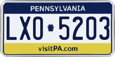 PA license plate LXO5203