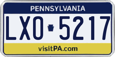 PA license plate LXO5217