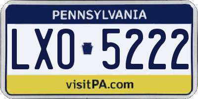PA license plate LXO5222