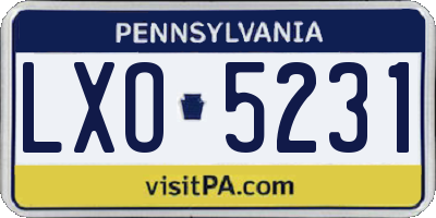 PA license plate LXO5231