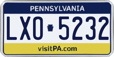 PA license plate LXO5232