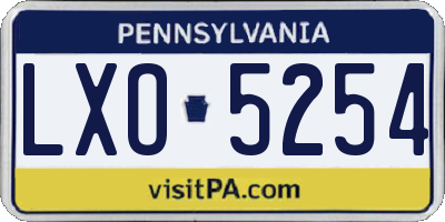 PA license plate LXO5254