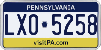 PA license plate LXO5258