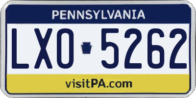 PA license plate LXO5262