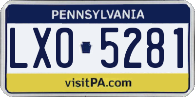 PA license plate LXO5281