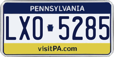 PA license plate LXO5285