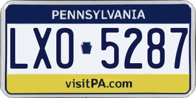 PA license plate LXO5287