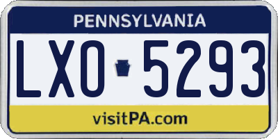 PA license plate LXO5293