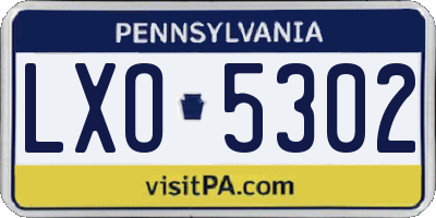 PA license plate LXO5302