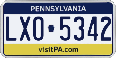 PA license plate LXO5342