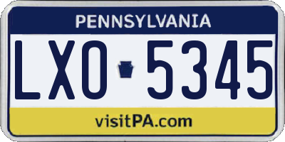 PA license plate LXO5345