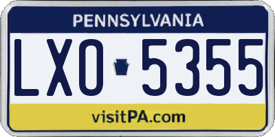 PA license plate LXO5355