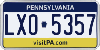 PA license plate LXO5357