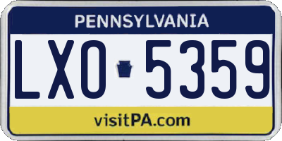 PA license plate LXO5359