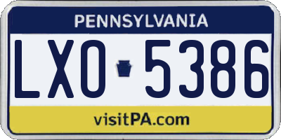 PA license plate LXO5386