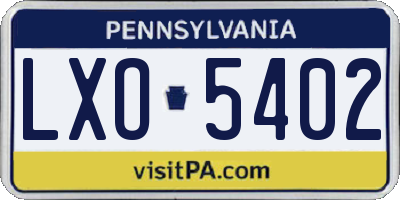 PA license plate LXO5402