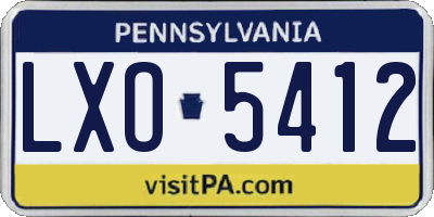 PA license plate LXO5412