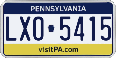 PA license plate LXO5415