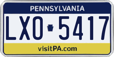 PA license plate LXO5417