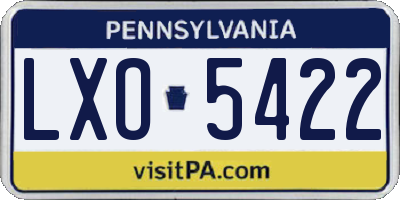 PA license plate LXO5422