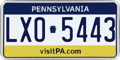 PA license plate LXO5443