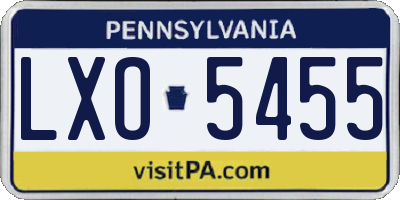 PA license plate LXO5455
