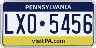PA license plate LXO5456