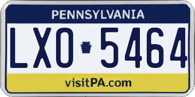 PA license plate LXO5464