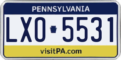 PA license plate LXO5531