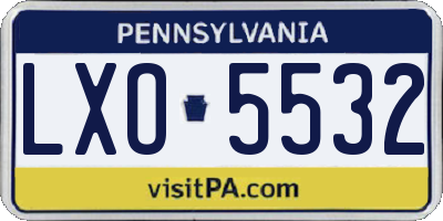 PA license plate LXO5532