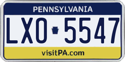 PA license plate LXO5547