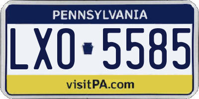 PA license plate LXO5585
