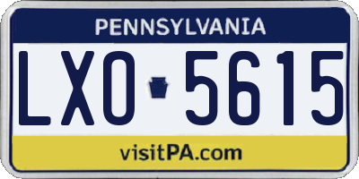 PA license plate LXO5615