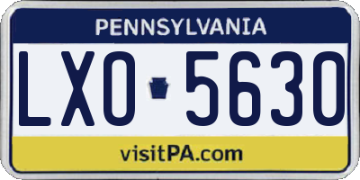 PA license plate LXO5630