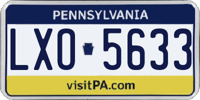 PA license plate LXO5633