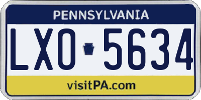 PA license plate LXO5634