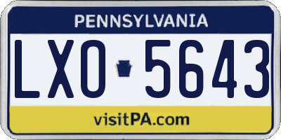 PA license plate LXO5643