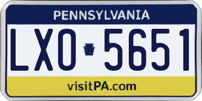 PA license plate LXO5651