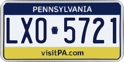 PA license plate LXO5721