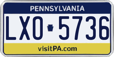 PA license plate LXO5736