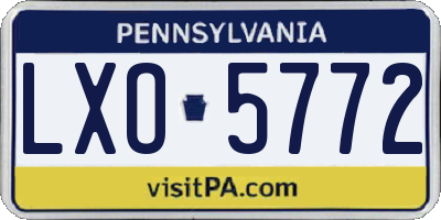 PA license plate LXO5772