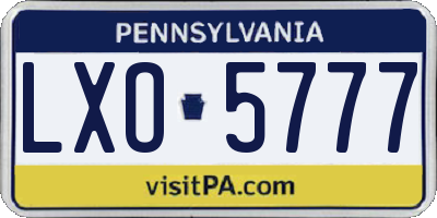 PA license plate LXO5777