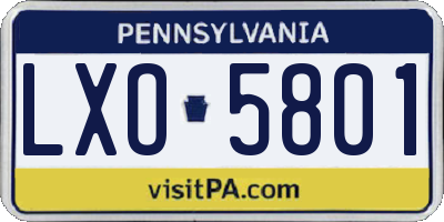 PA license plate LXO5801