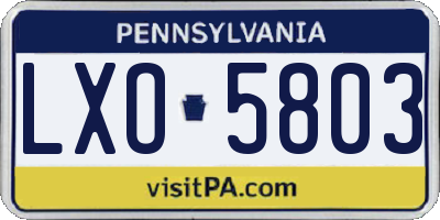 PA license plate LXO5803