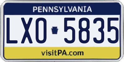 PA license plate LXO5835