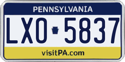PA license plate LXO5837