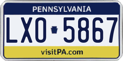 PA license plate LXO5867