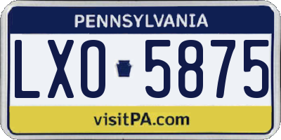 PA license plate LXO5875