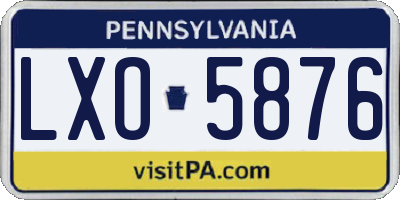 PA license plate LXO5876