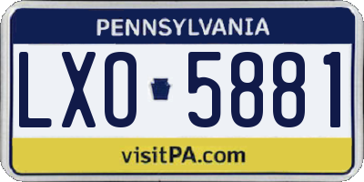 PA license plate LXO5881